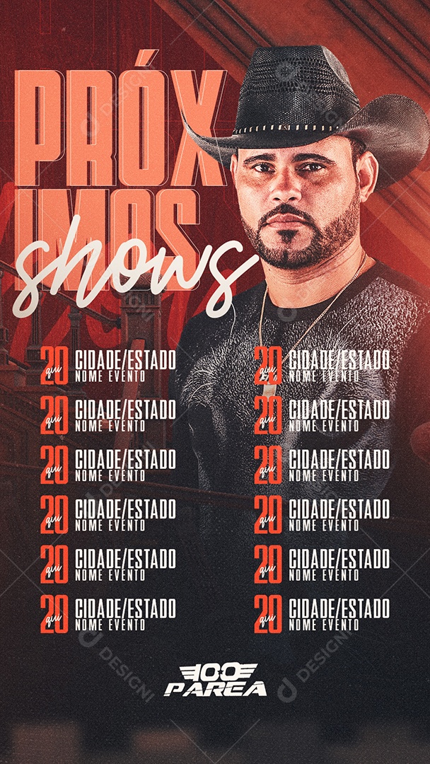 Social Media Flyer Story 100 Parea Próximos Shows PSD Editável