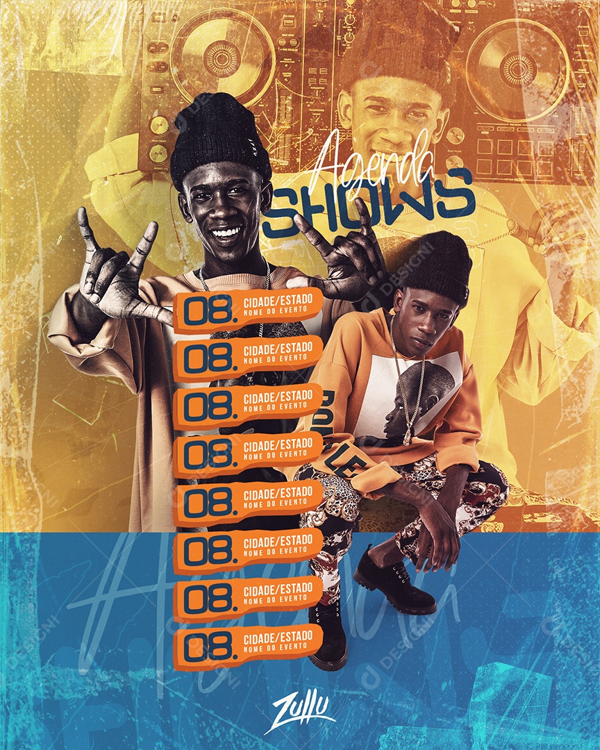 Flyer Feed Agenda Shows Zullu Social Media PSD Editável