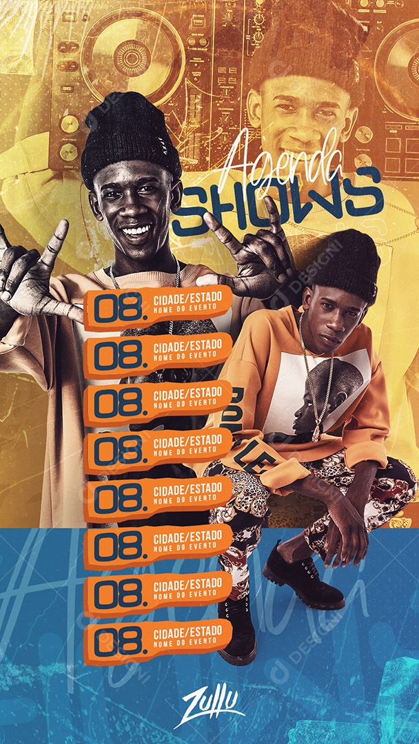 Flyer Story Agenda Shows Zullu Social Media PSD Editável