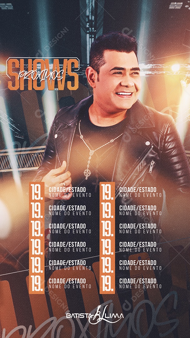 Social Media Flyer Story Próximos Shows Batista Lima PSD Editável