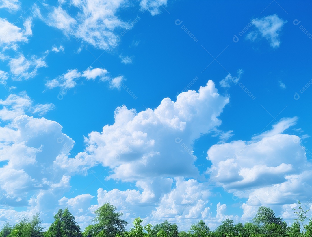 Lindo céu azul com nuvem branca e luz clara.