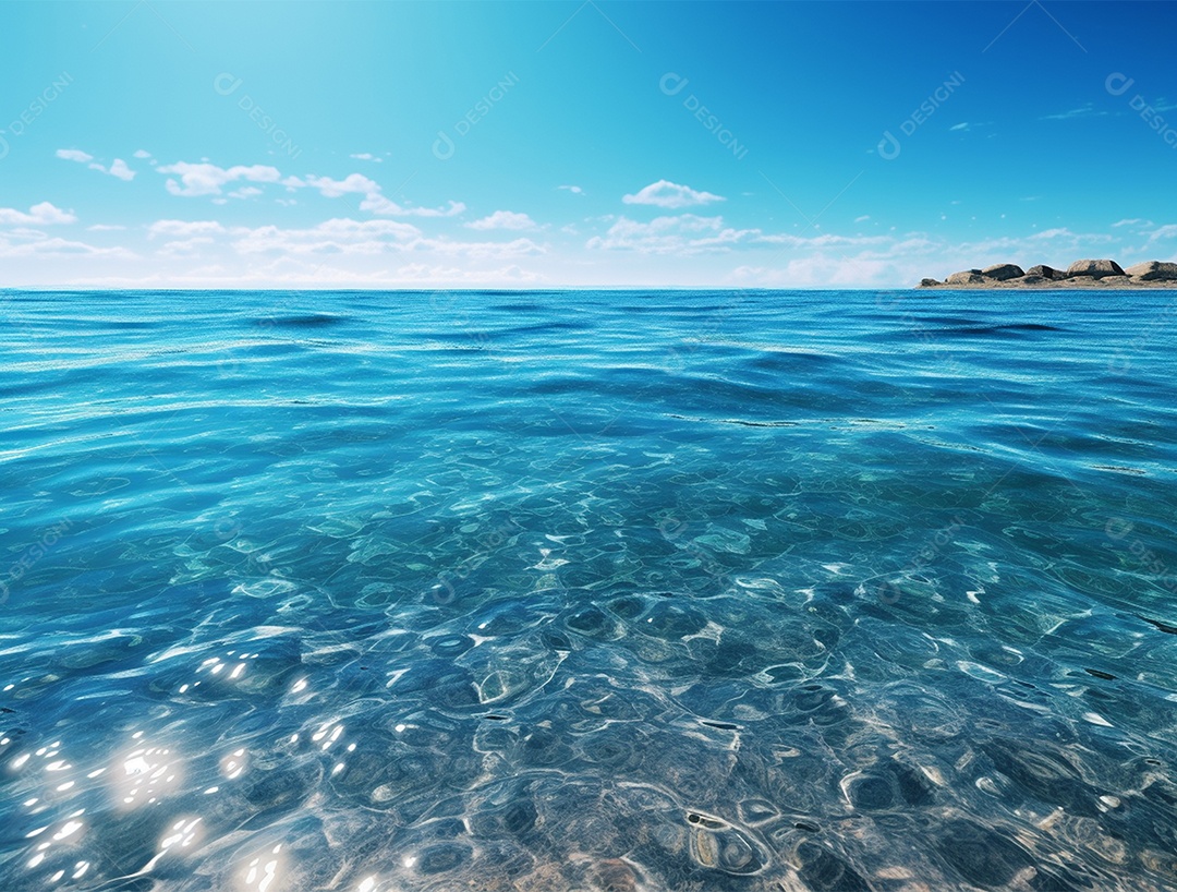 Mar de água cristalina em um dia ensolarado