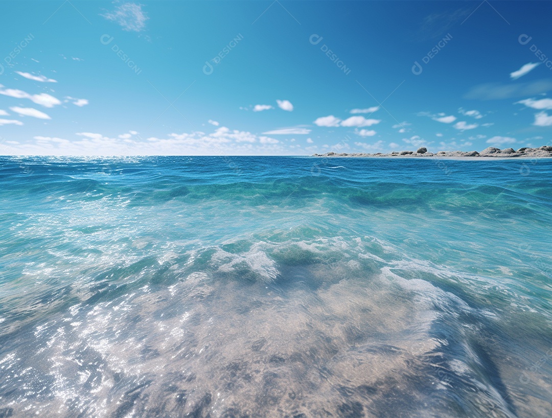 Mar de água cristalina em um dia ensolarado