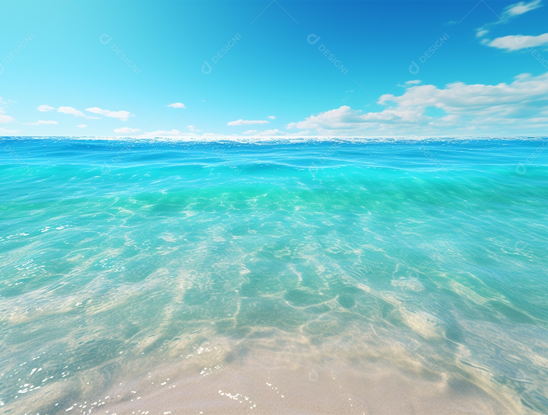 Mar de água cristalina em um dia ensolarado