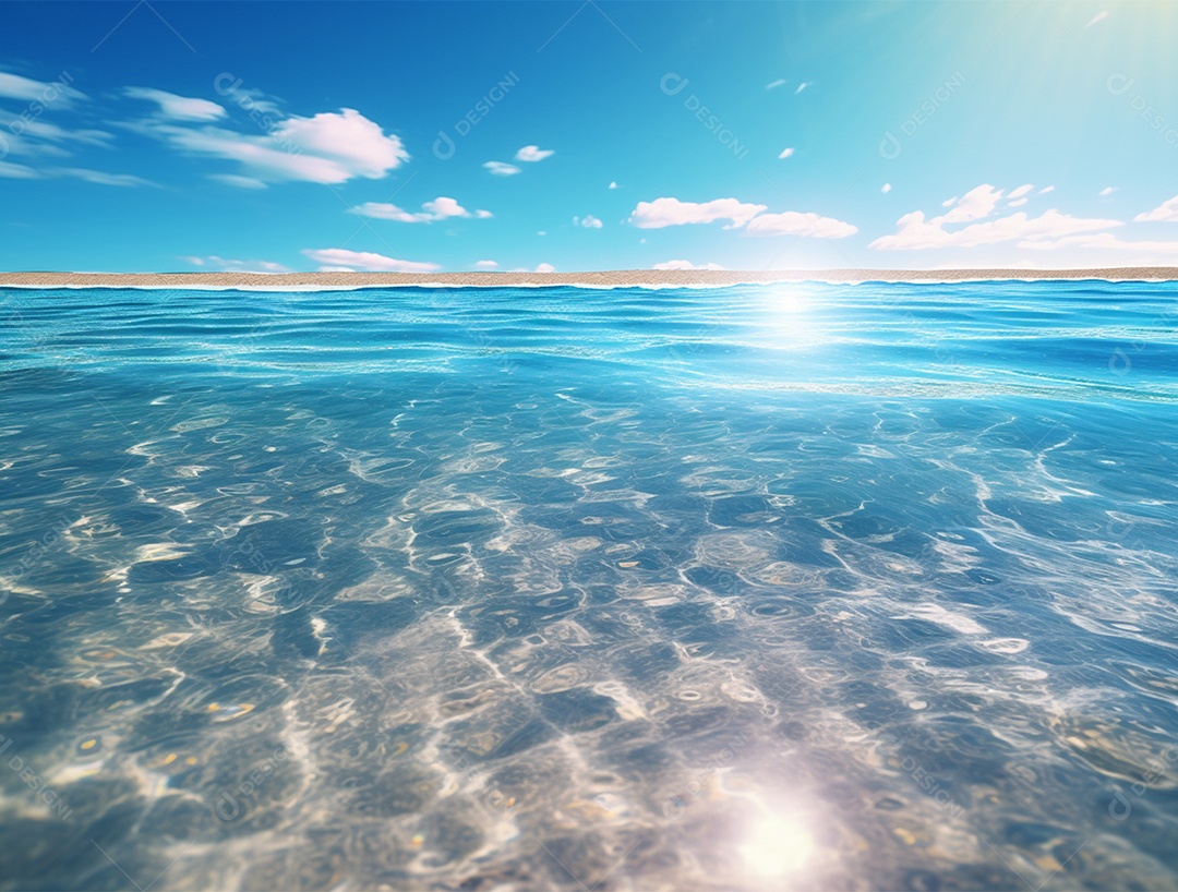 Mar de água cristalina em um dia ensolarado