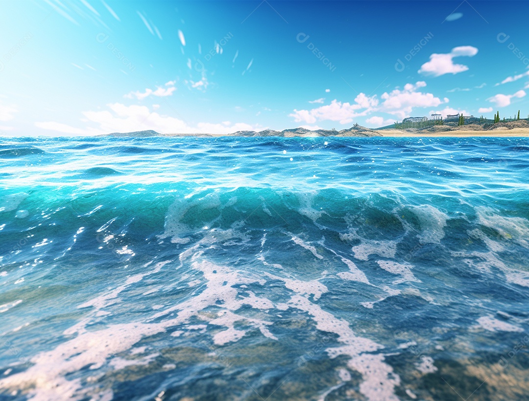 Mar de água cristalina em um dia ensolarado