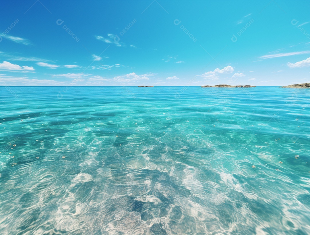 Mar de água cristalina em um dia ensolarado