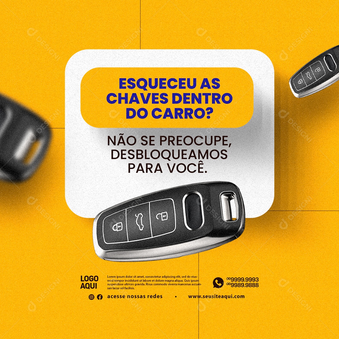 Esqueceu As Chaves Dentro Do Carro Chaveiro Social Media PSD Editável