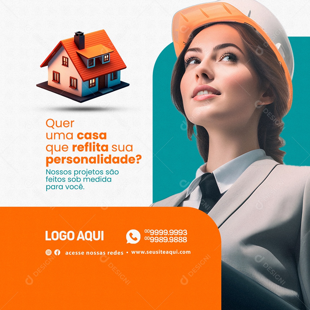 Quer Uma Casa Que Reflita Sua Personalidade Arquitetos Social Media PSD Editável