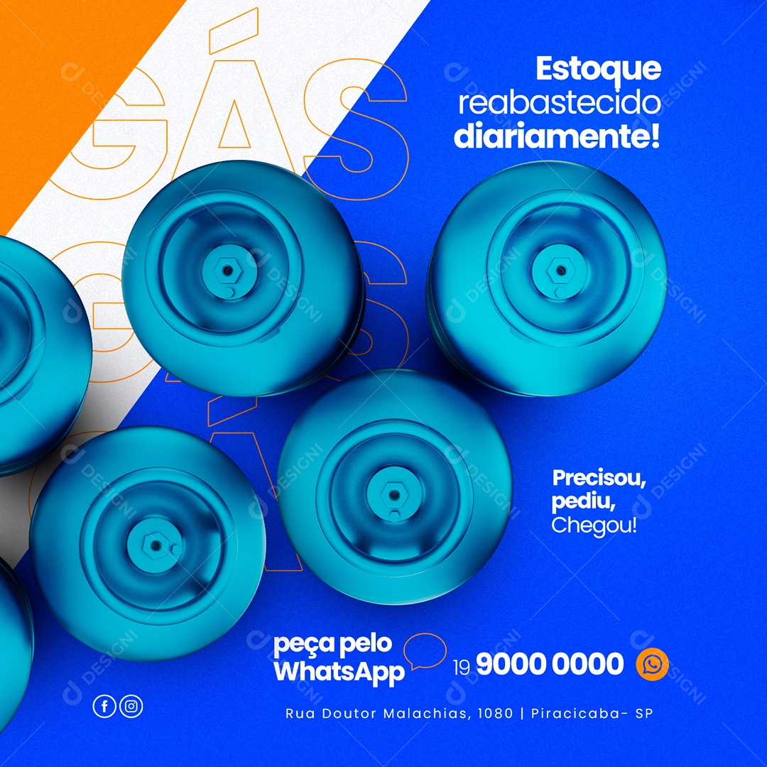 Estoque Reabastecendo Diariamente Distribuidora De Gás Social Media PSD Editável