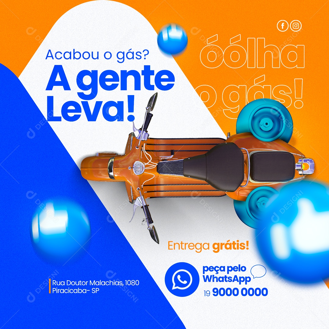 Acabou O Gás A Gente Leva Entrega Grátis Distribuidora De Gás Social Media PSD Editável