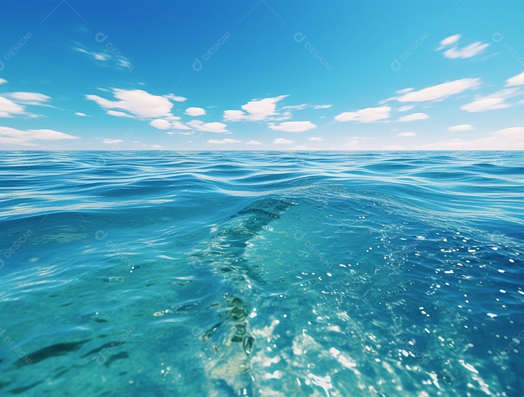 Mar de água cristalina em um dia ensolarado