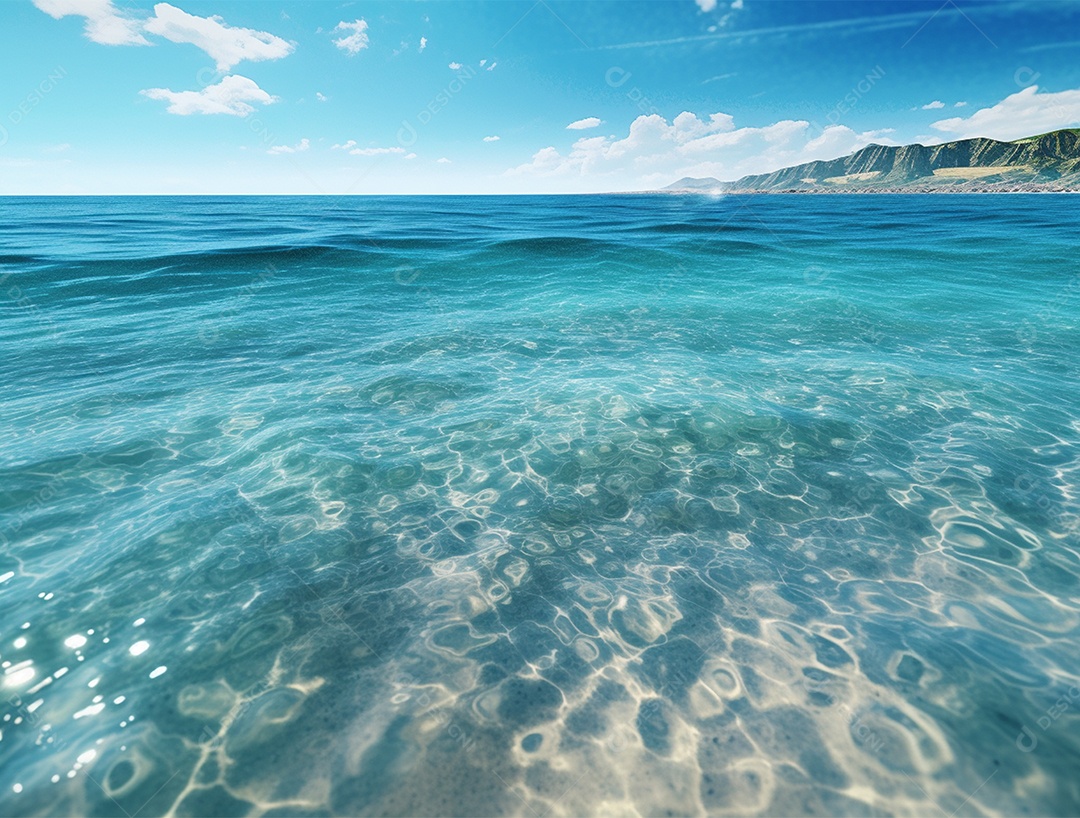Mar de água cristalina em um dia ensolarado