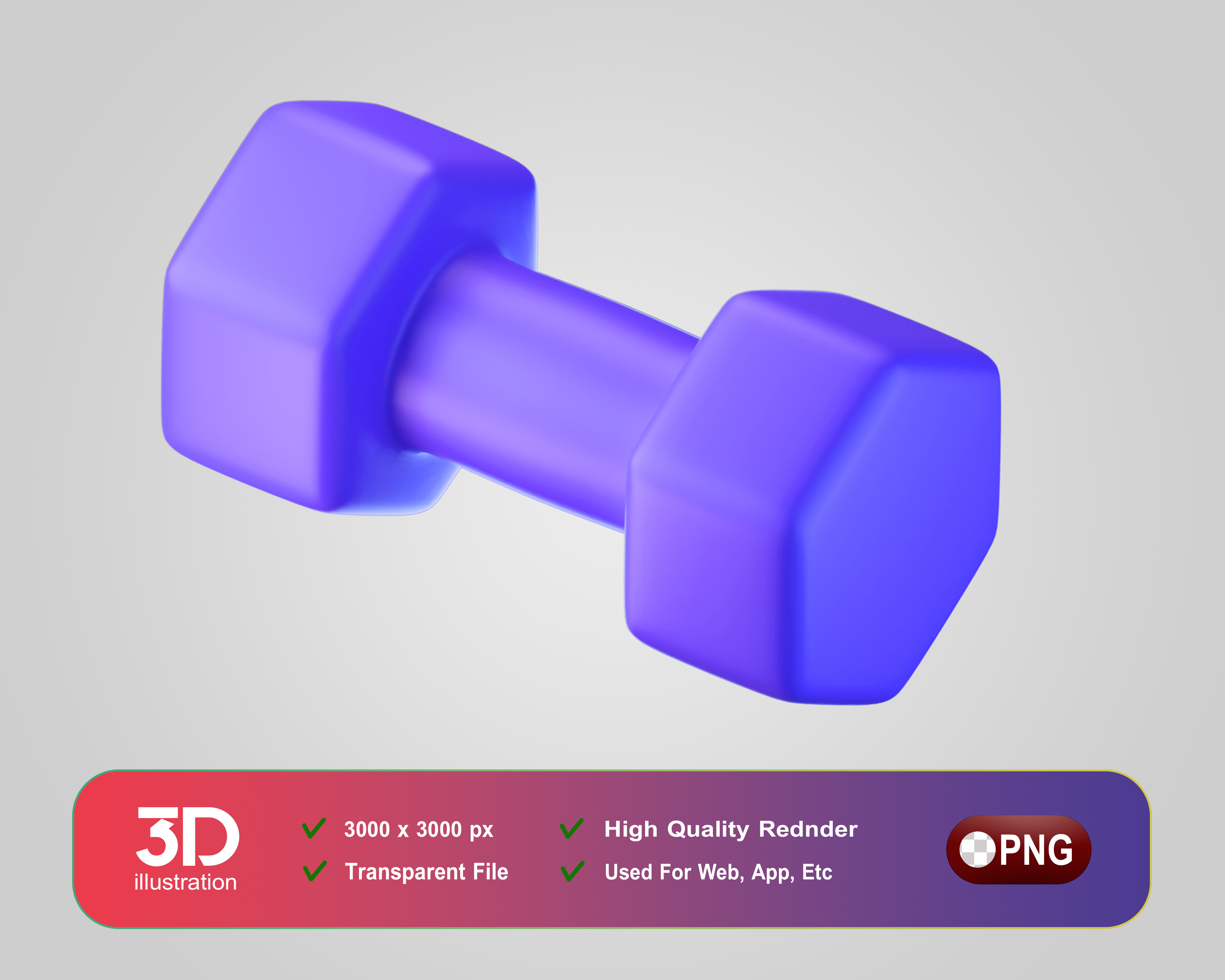 Dumbbell Elemento 3D De Academia Para Composição PSD