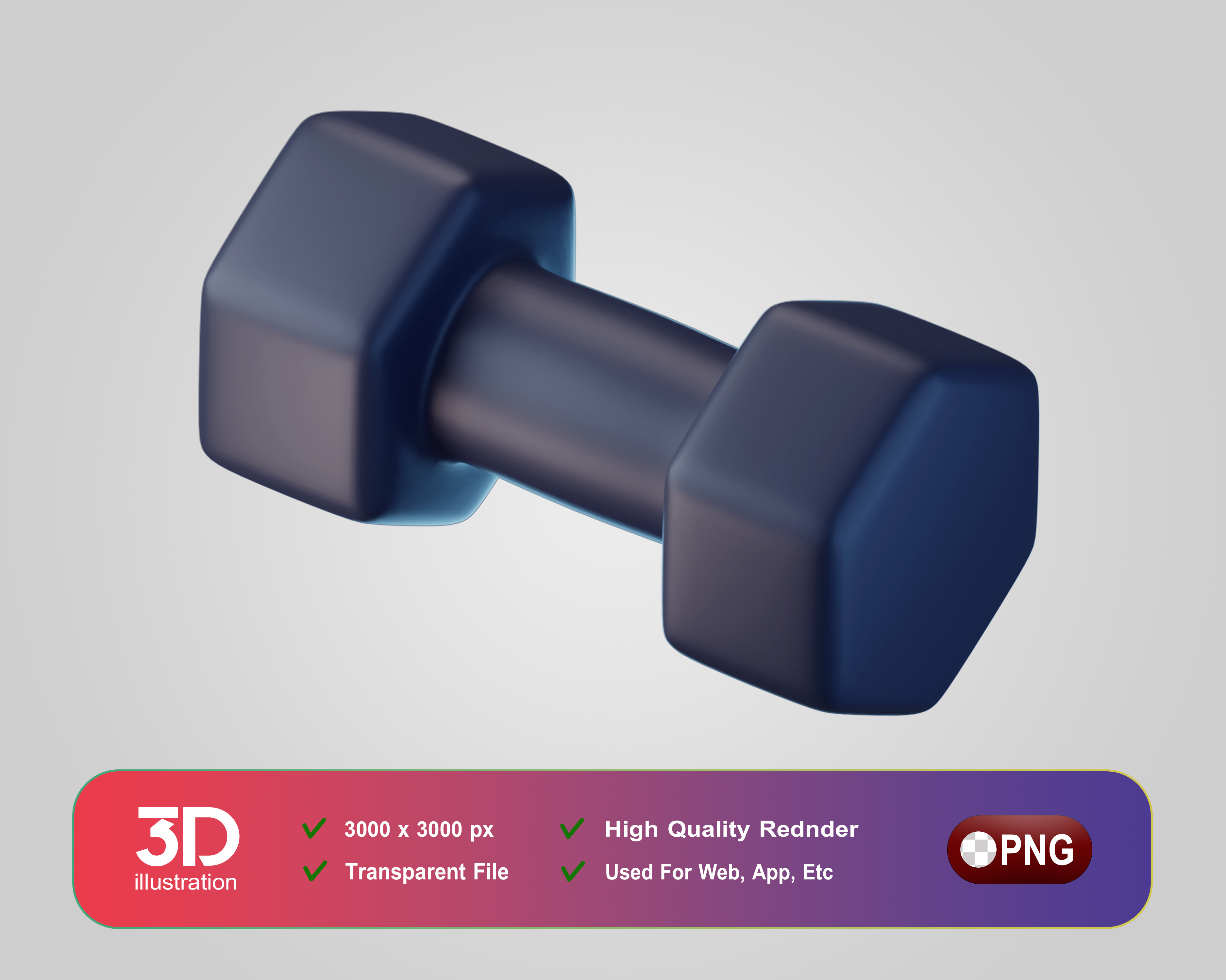 Dumbbell Elemento 3D De Academia Para Composição PSD