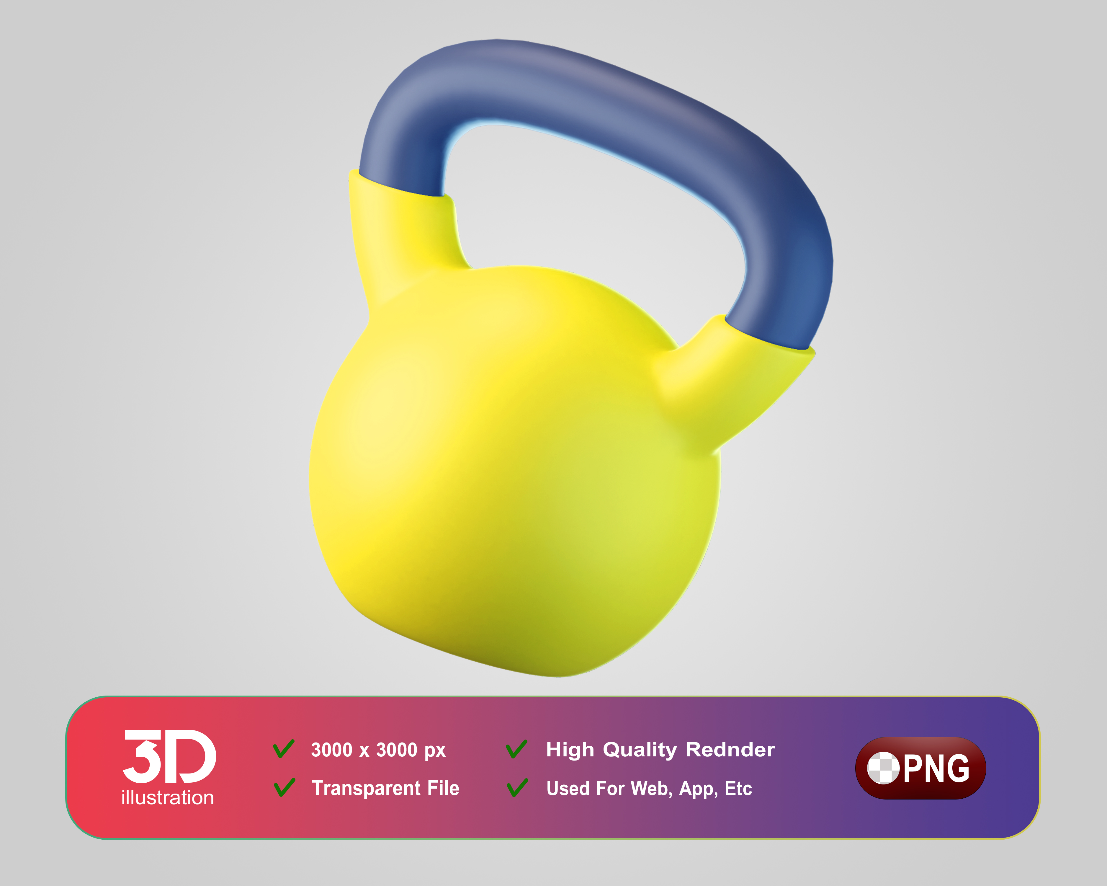 Kettlebell Elemento 3D De Academia Para Composição PSD
