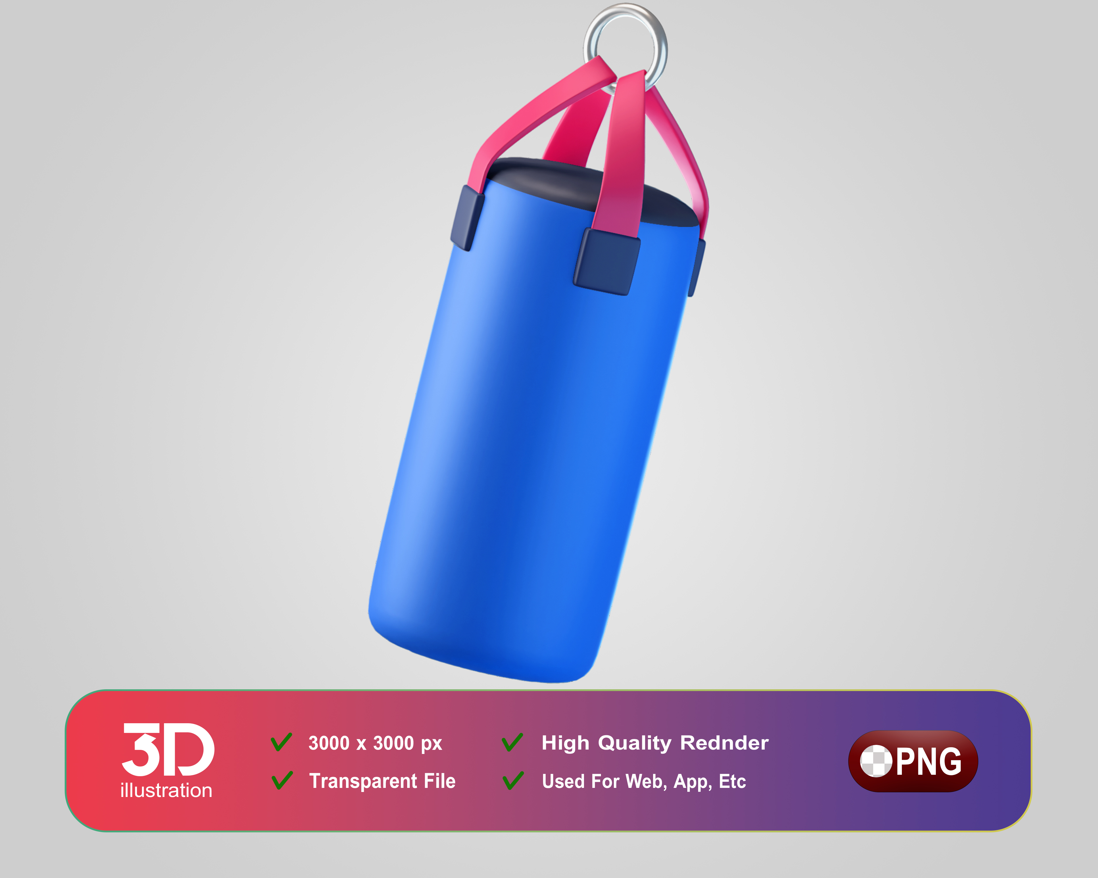 Saco De Pancada Elemento 3D Para Composição PSD