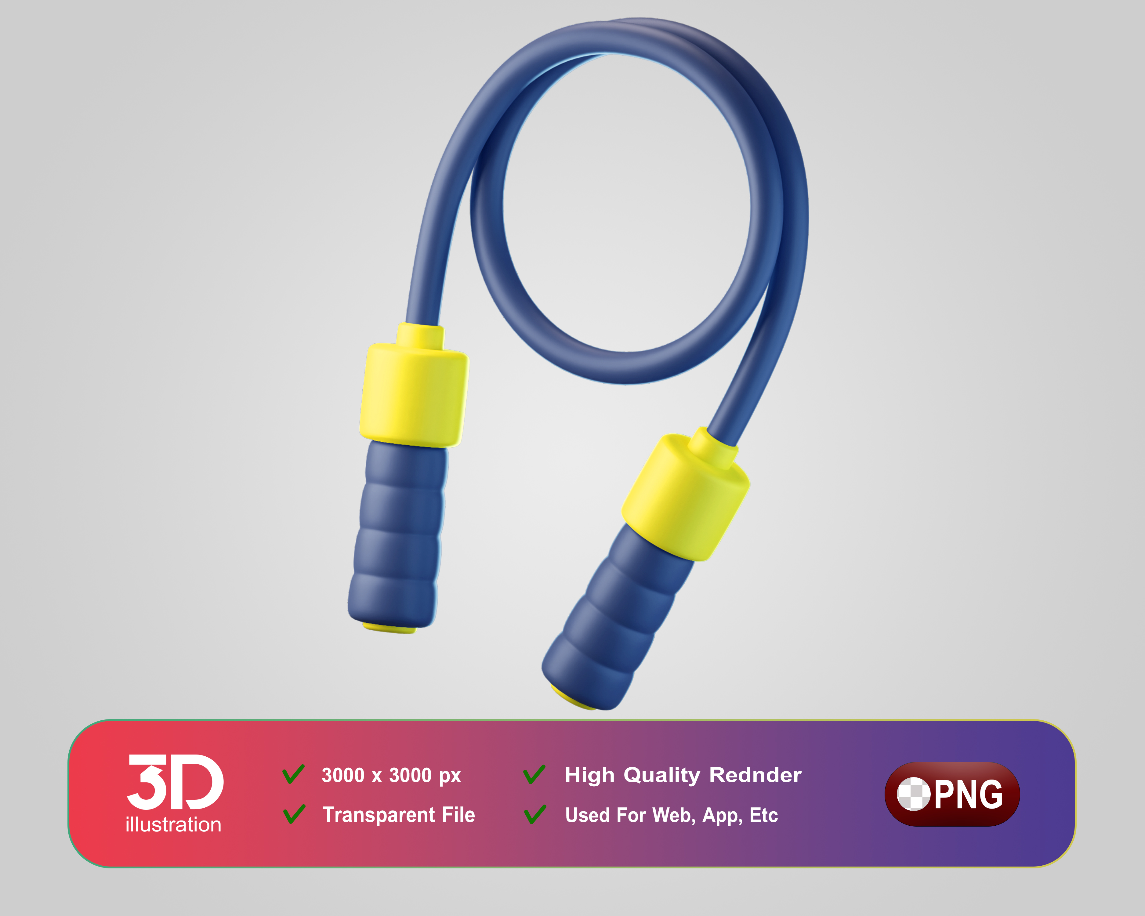 Corda De Exercício Elemento 3D Para Composição PSD