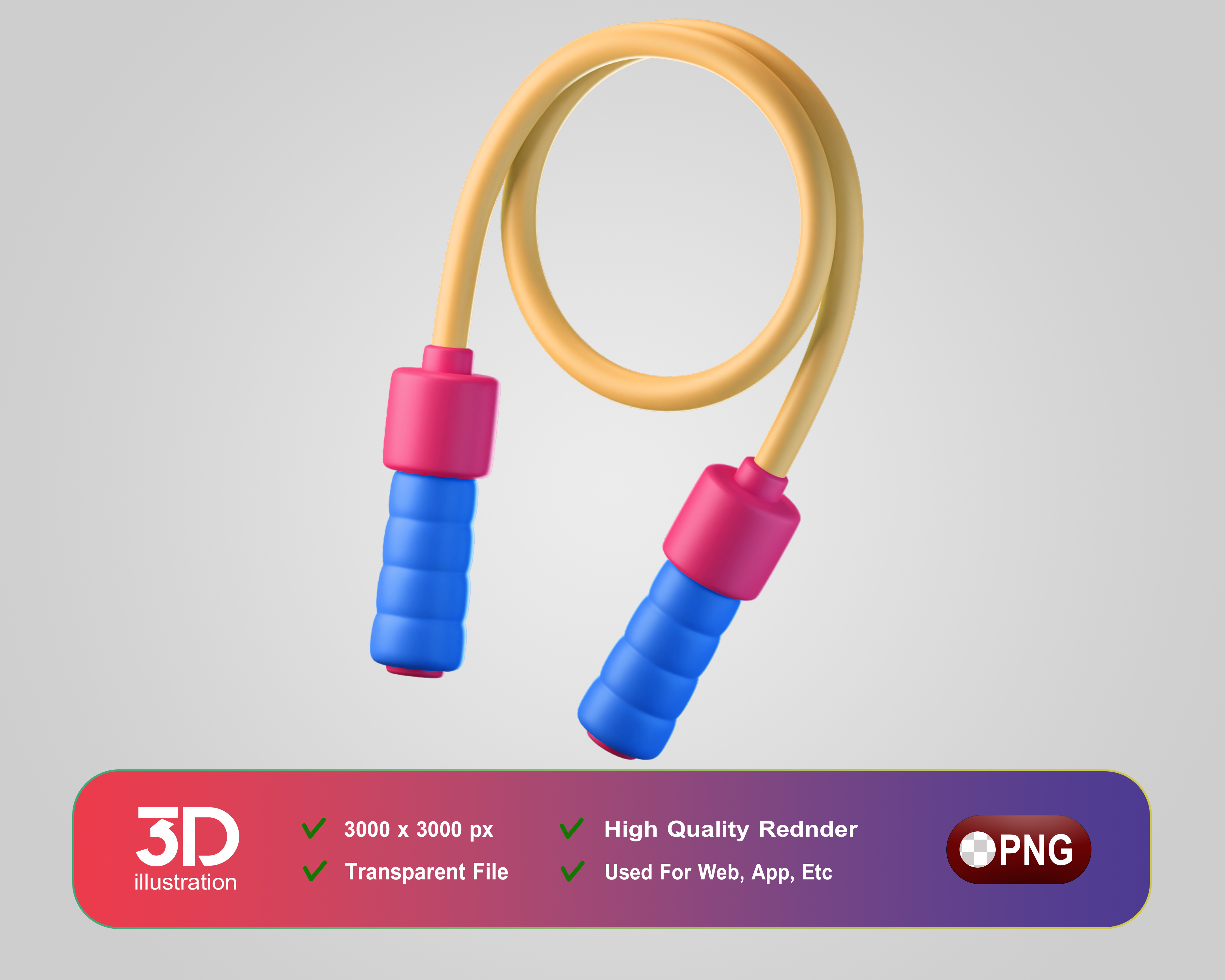 Corda De Exercício Elemento 3D Para Composição PSD