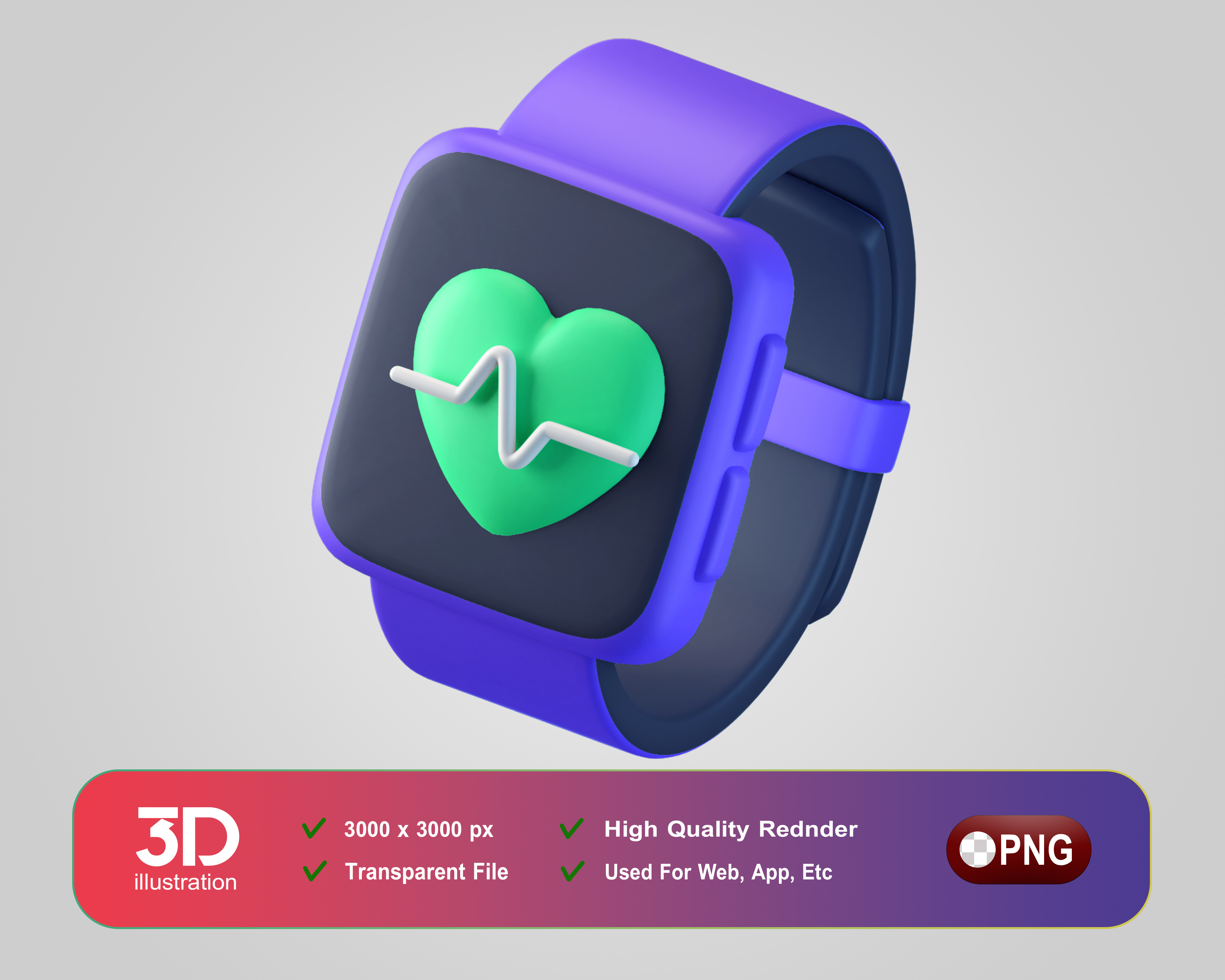 Batimentos Cardíacos No Smartwatch  Elemento 3D Para Composição PSD