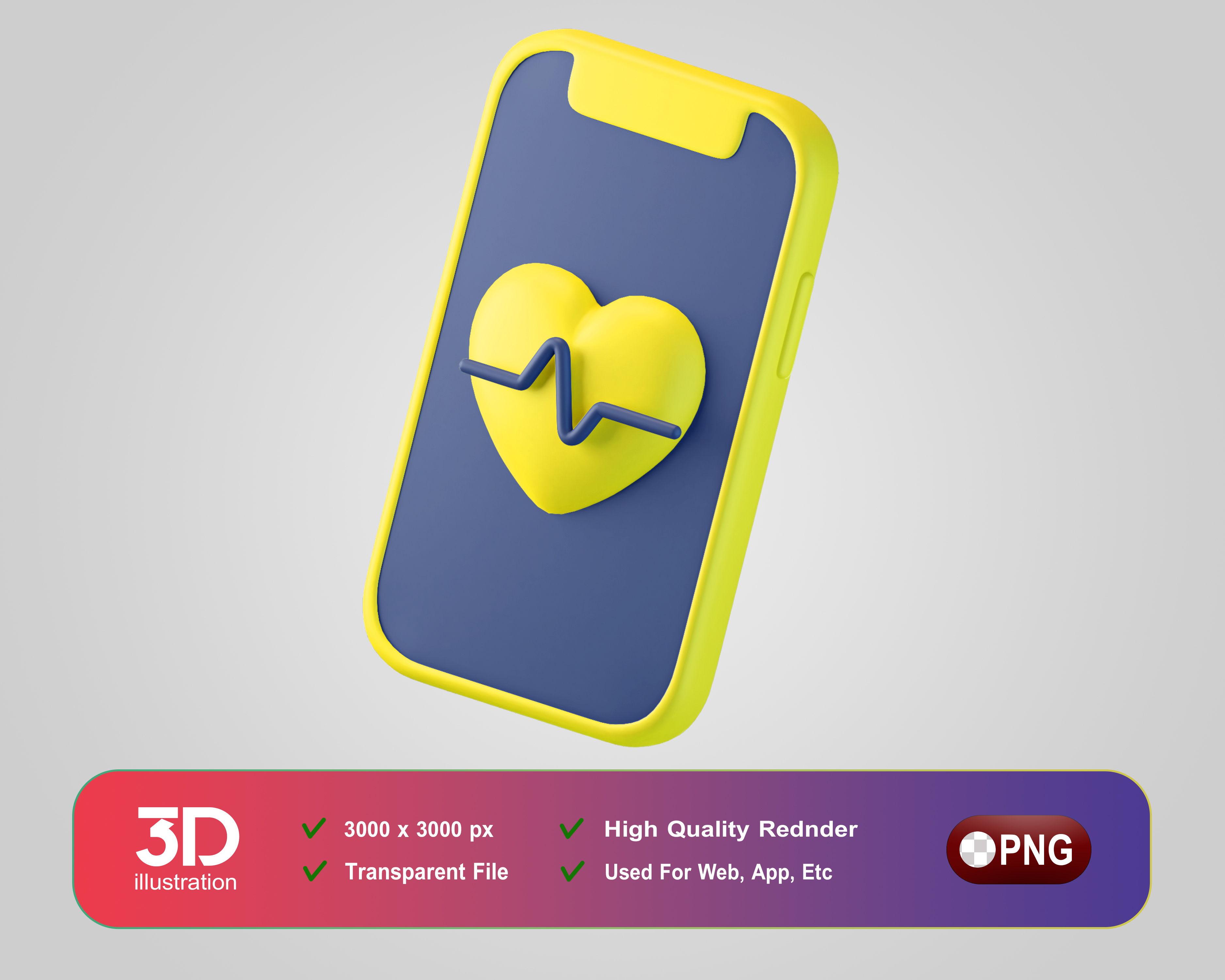 Batimentos Cardíacos No Smartfone Elemento 3D Para Composição PSD