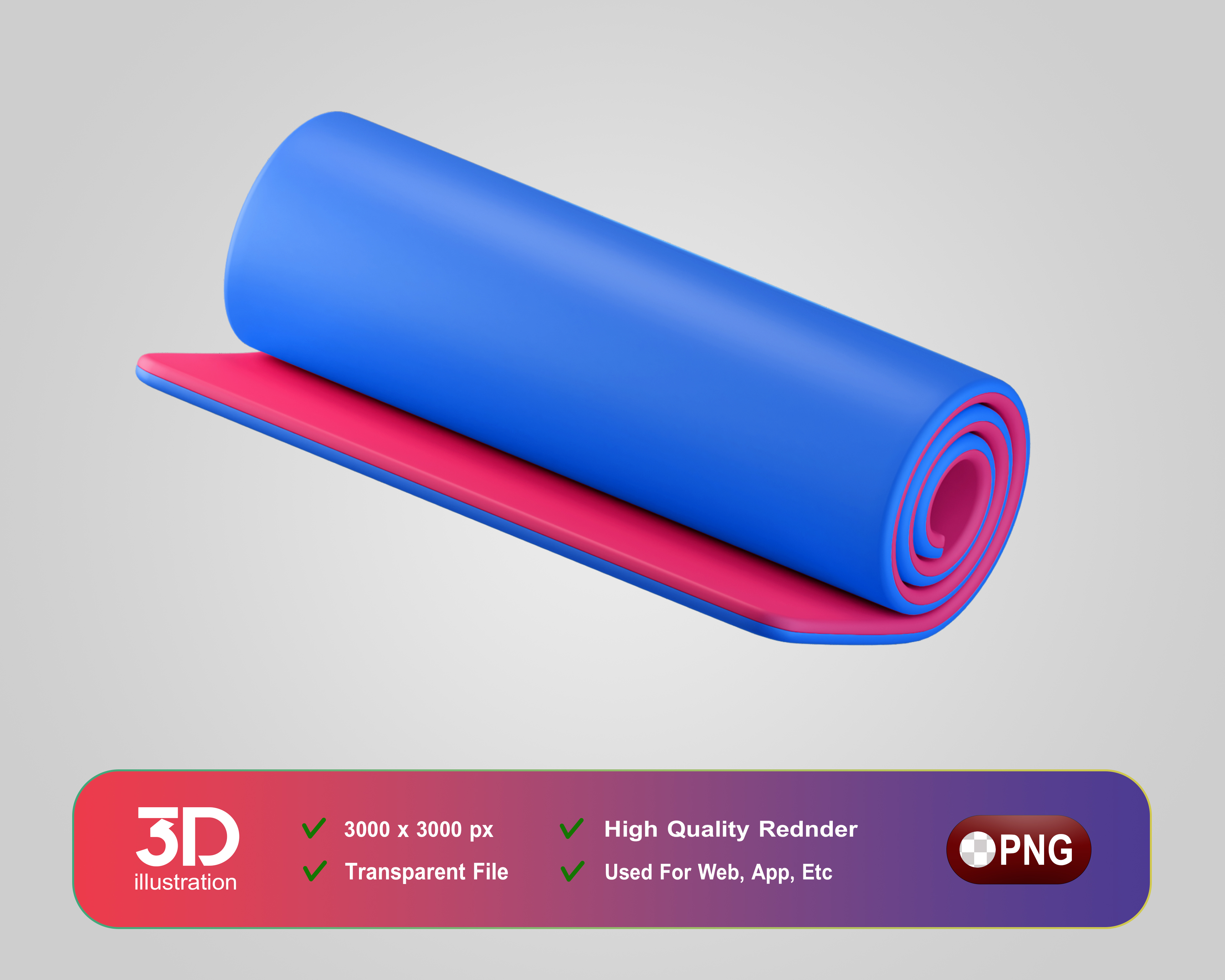 Tapete De Yoga Elemento 3D Para Composição PSD