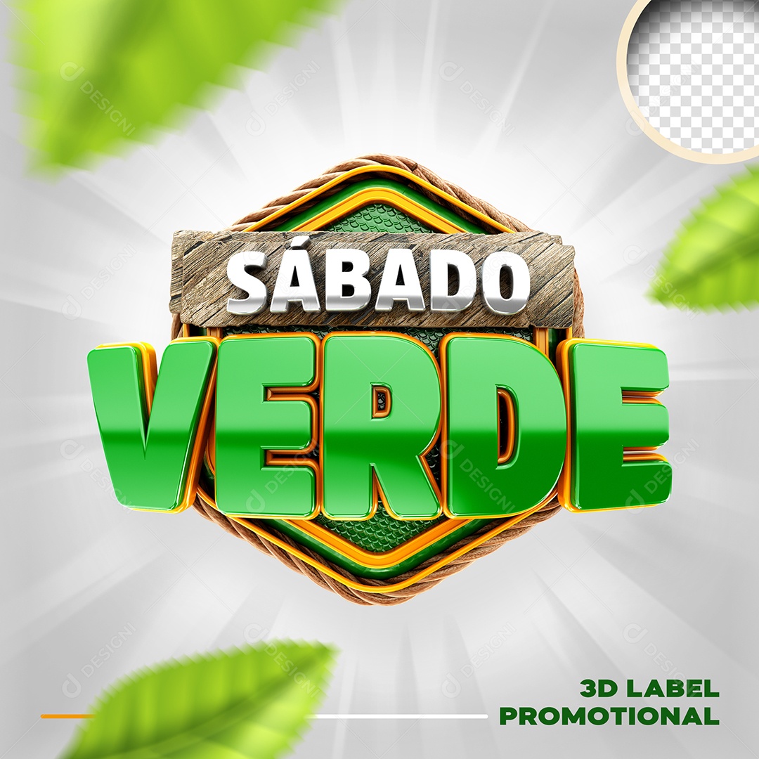 Sábado Verde Selo 3D Para Composição PSD