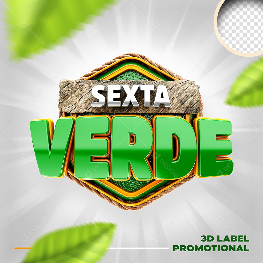 Sexta Verde Selo 3D Para Composição PSD