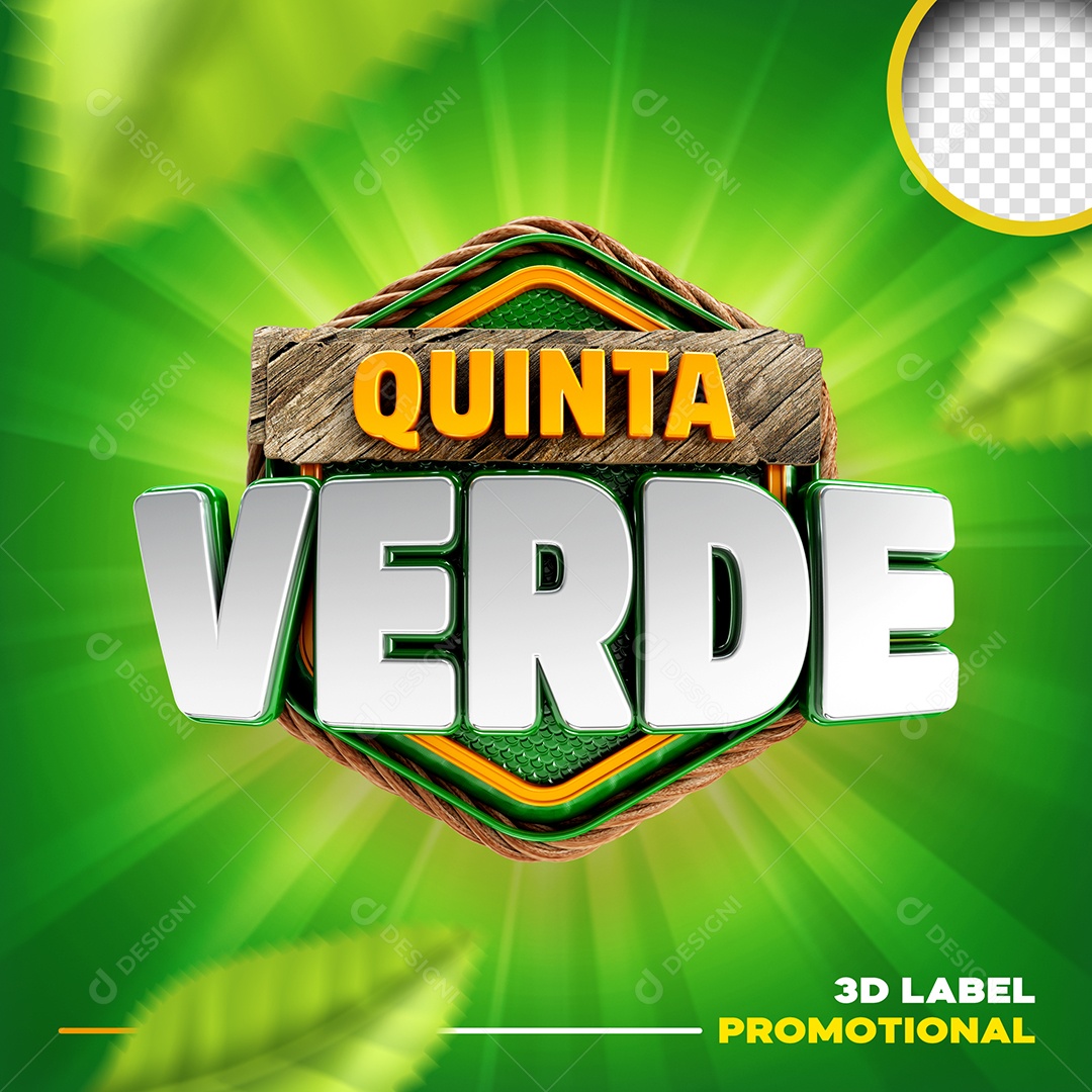Quinta Verde Selo 3D Para Composição PSD