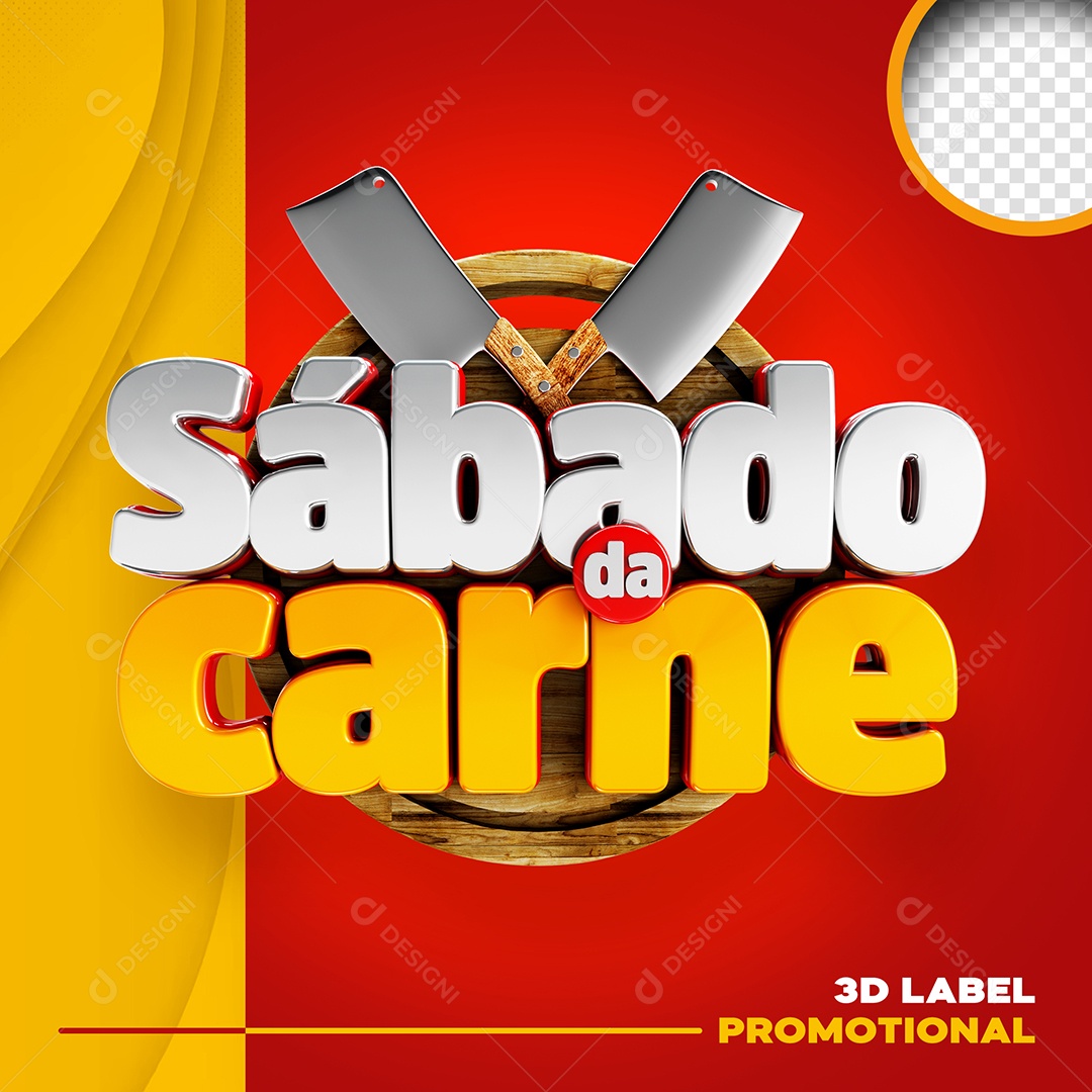 Sábado da Carne Selo 3D Para Composição PSD