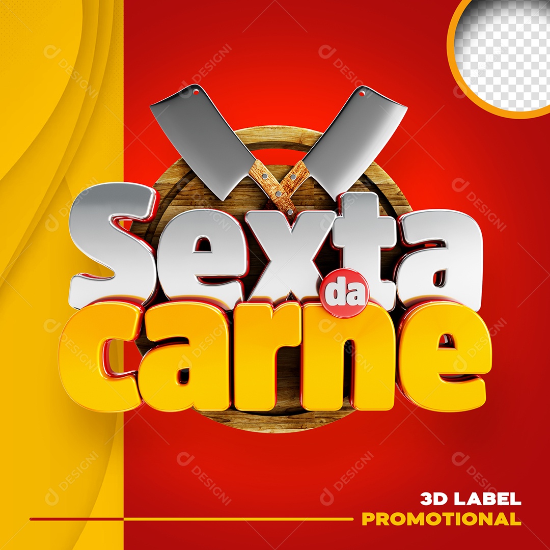 Sexta da Carne Selo 3D Para Composição PSD