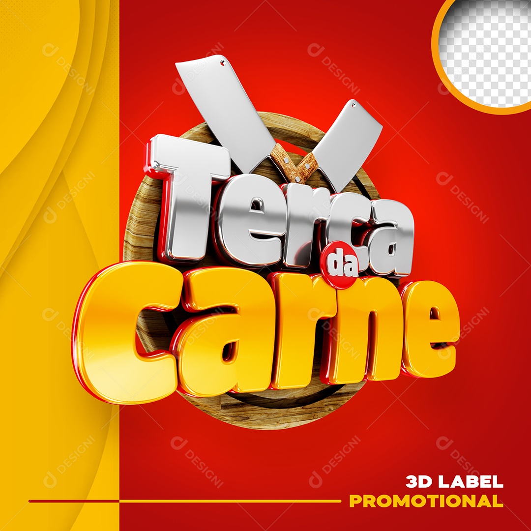 Terça da Carne Selo 3D Para Composição PSD