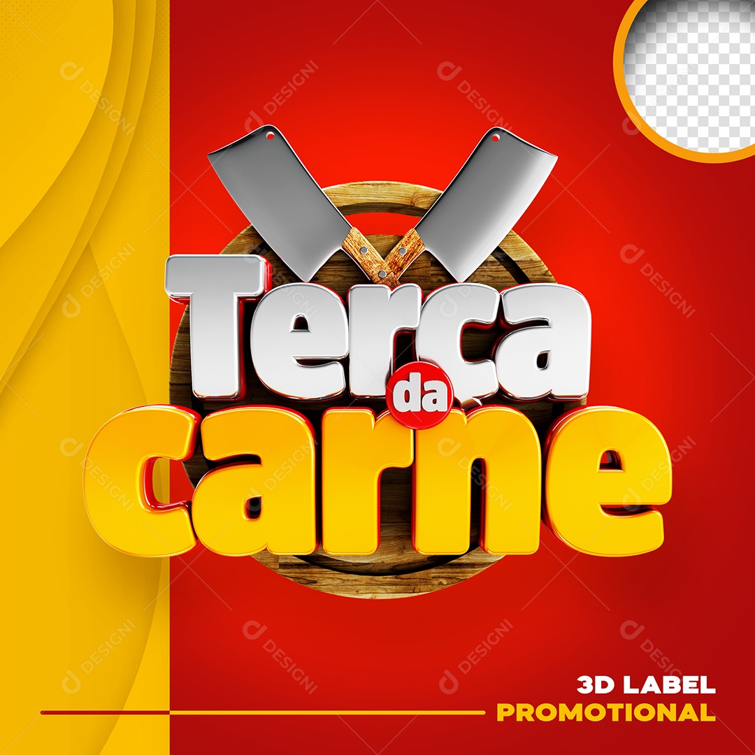 Terça da Carne Selo 3D Para Composição PSD