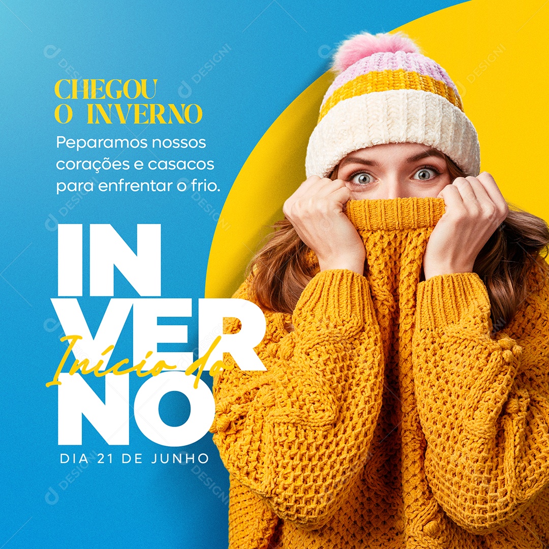 Inicio Do Inverno Preparamos Nossos Corações e Casacos Social Media PSD Editável