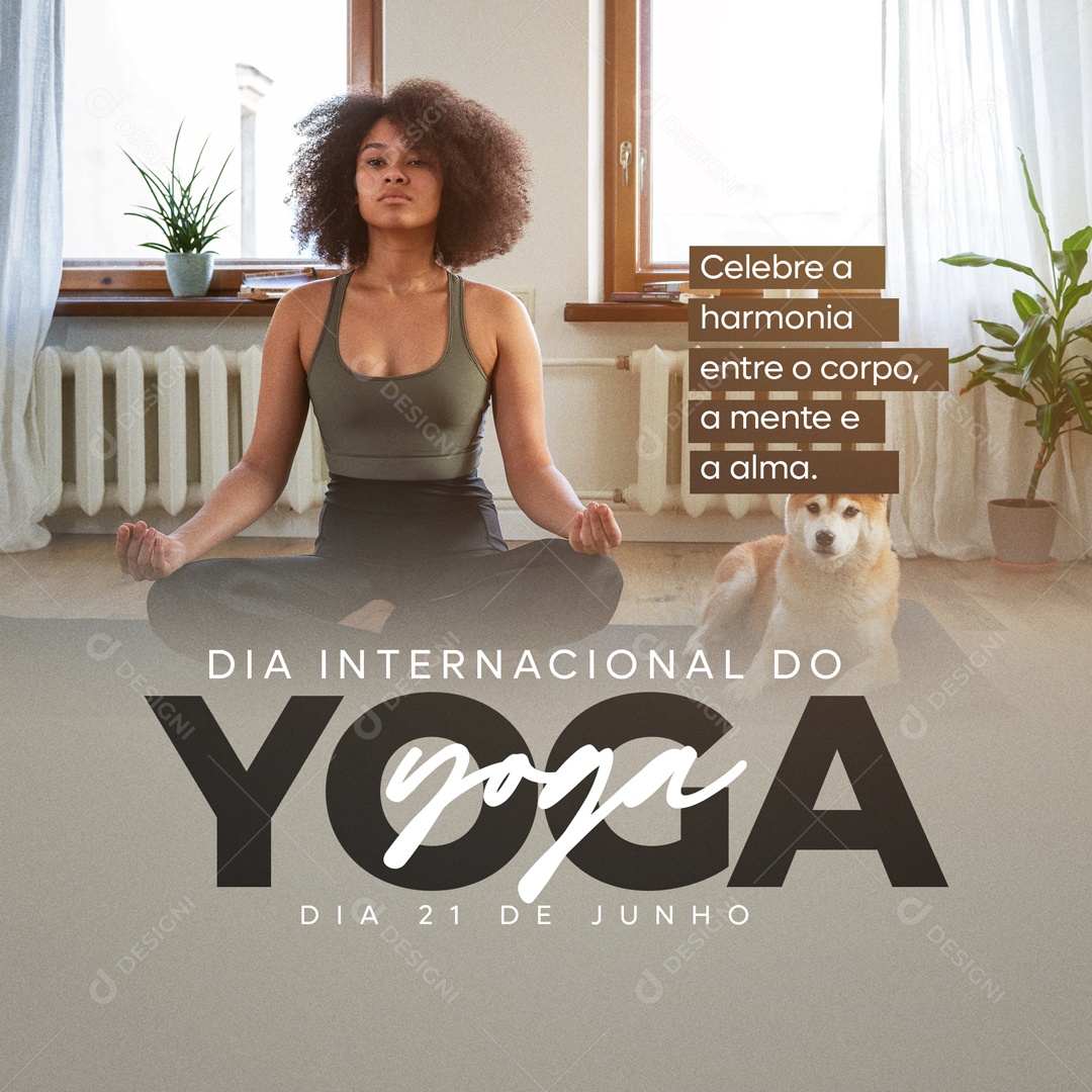 Dia Internacional Do Yoga 21 De Junho Corpo e Mente Social Media PSD Editável