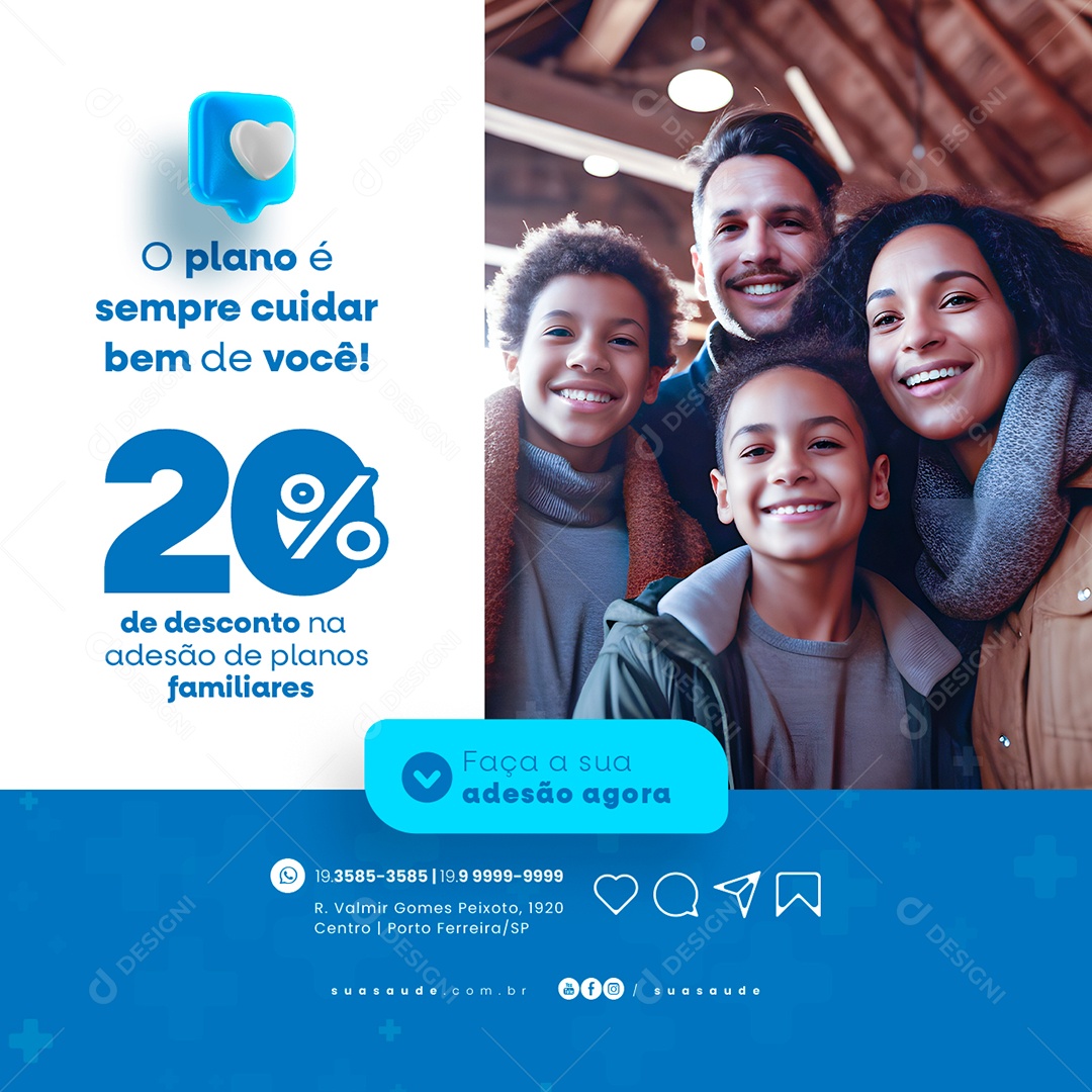 O Plano é Sempre Cuidar Bem De Você Convênio Médico Social Media PSD Editável