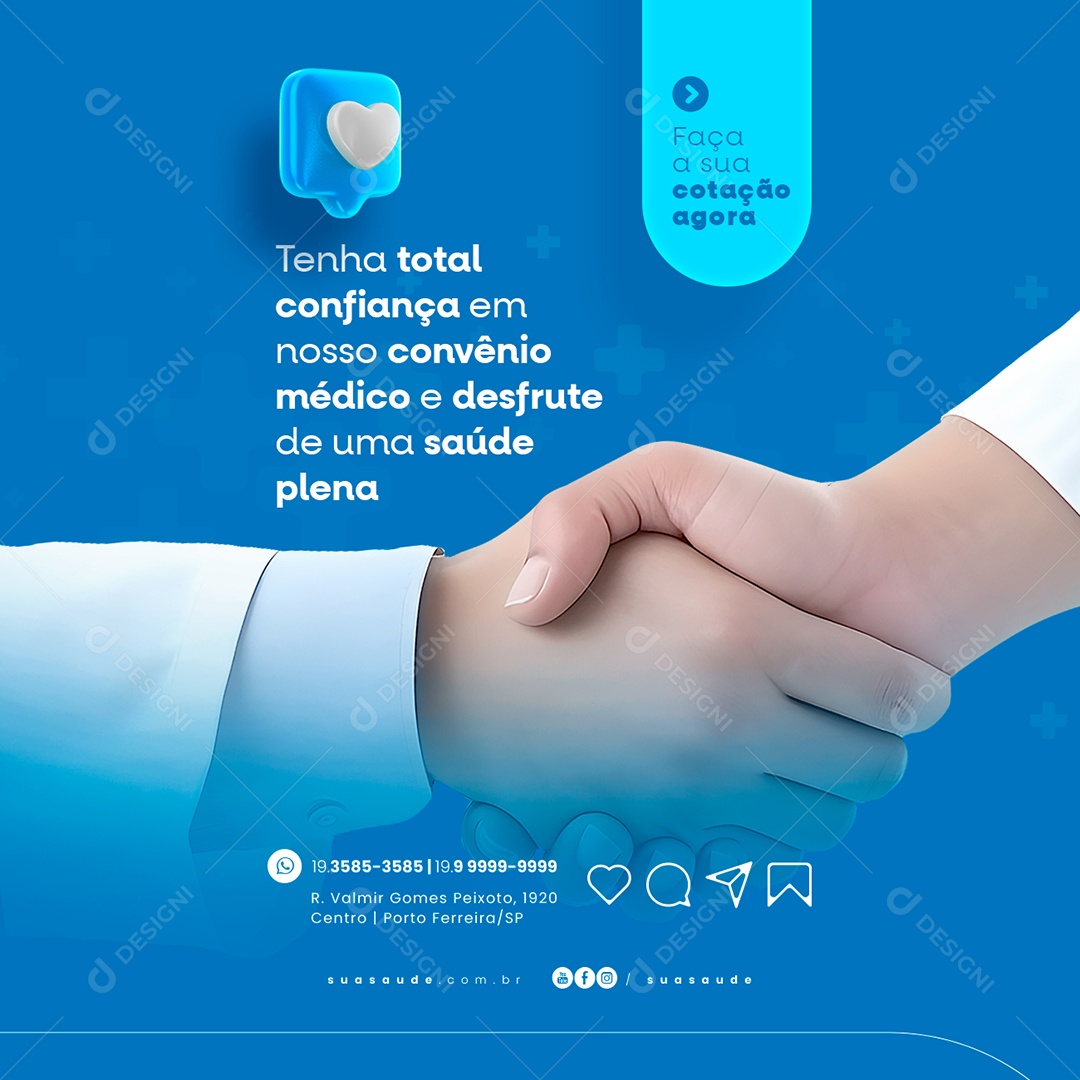 Tenha Total Confiança Em Nosso Convênio Médico Social Media PSD Editável