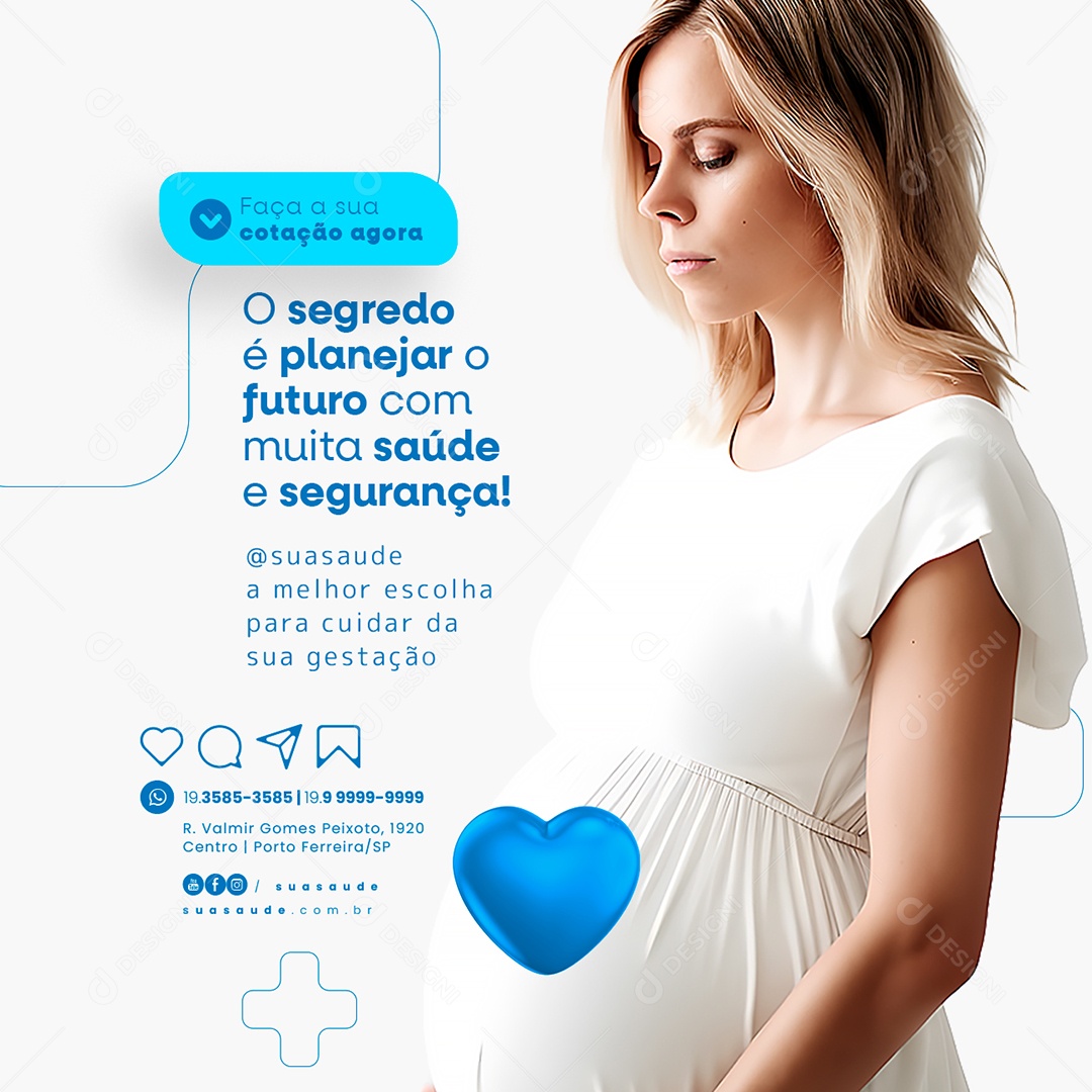 O Segredo é Planejar O Futuro Com Muita Saúde E Segurança Convênio Médico Social Media PSD Editável