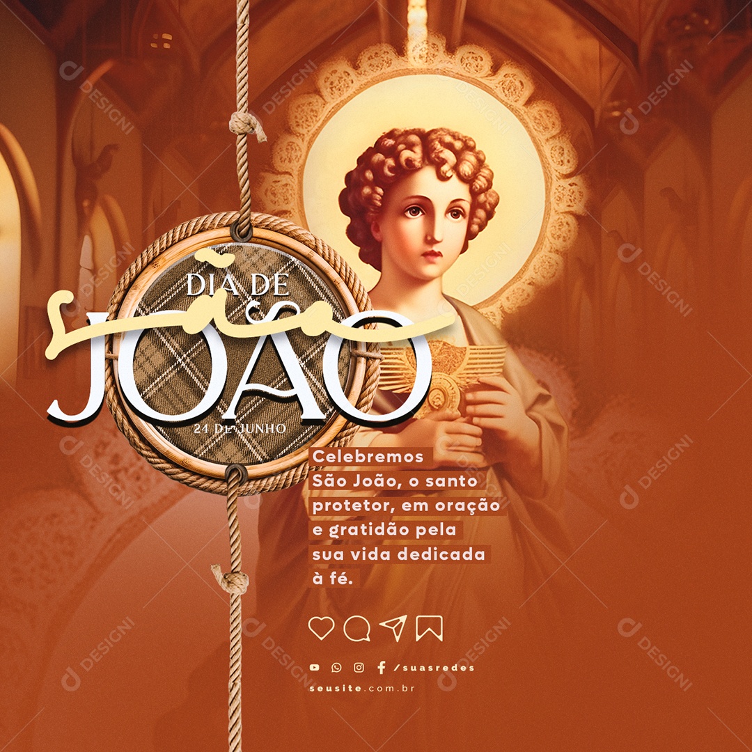 Celebremos São João O Santo Protetor 24 De Junho Dia De São João Social Media PSD Editável