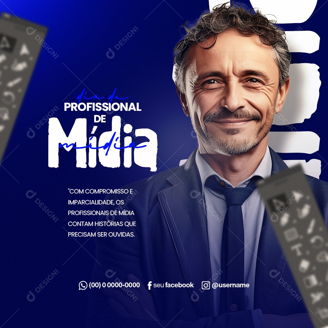 Com Compromisso E Imparcialidade Dia Do Profissional De Mídia Social Media PSD Editável