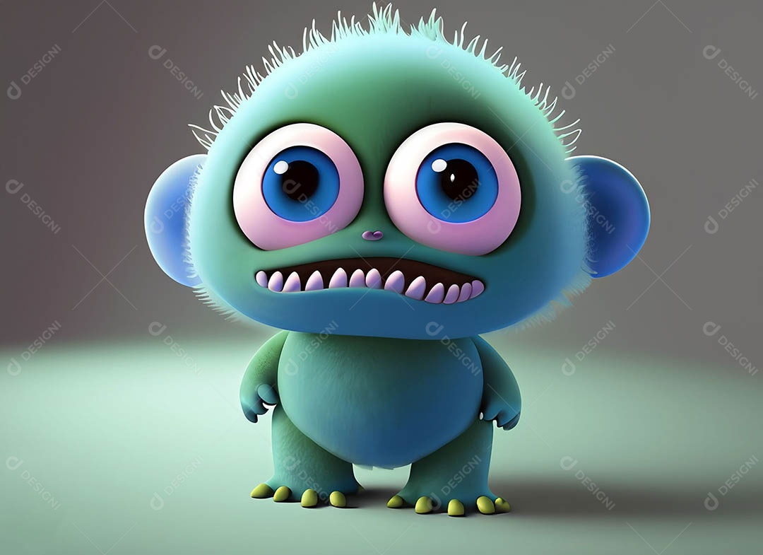 Um bonito e vibrante animal de pelúcia com pelagem colorida e grandes olhos expressivos