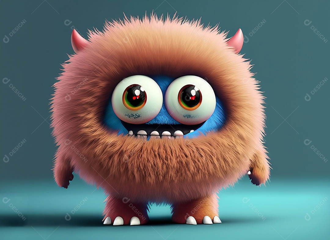 Um bonito e vibrante animal de pelúcia com pelagem colorida e grandes olhos expressivos