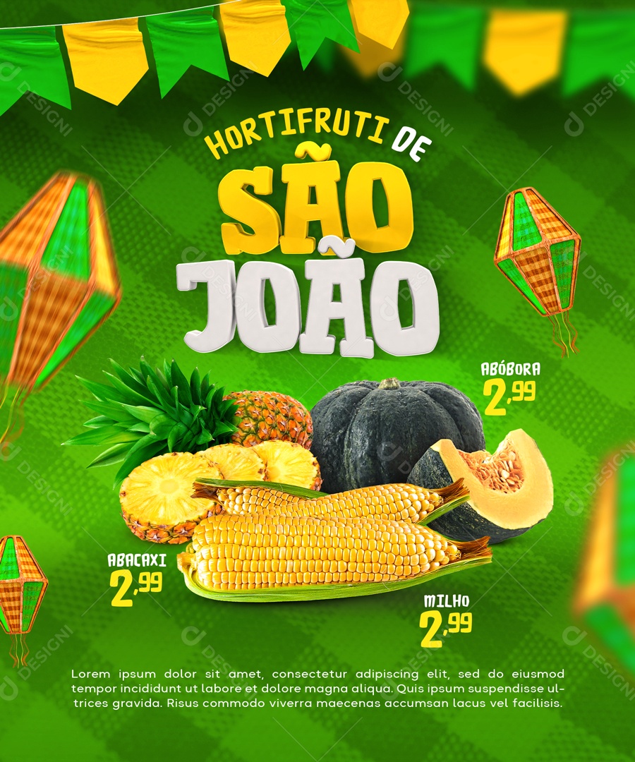 Hortifruti de São João Social Media PSD Editável