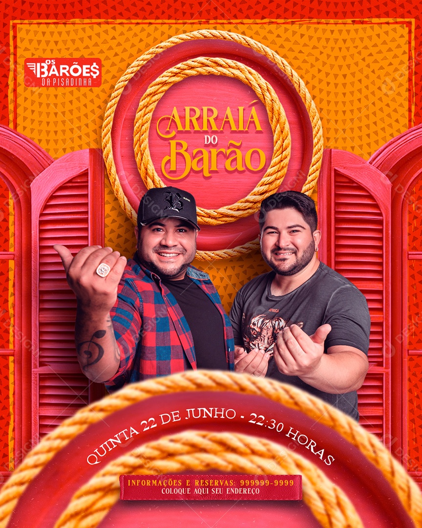 Flyer Feed Arraiá Do Barão Barões Da Pisadinha Social Media PSD Editável