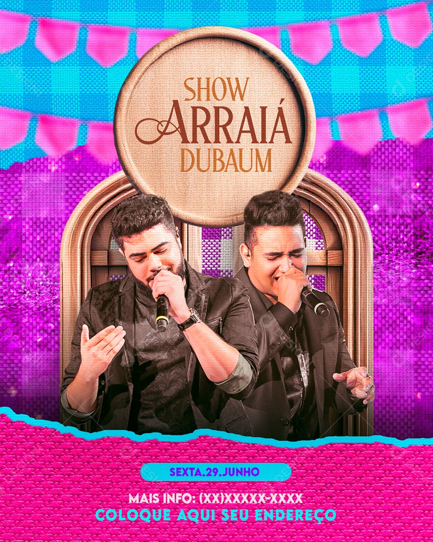 Social Media Flyer Feed Show Arraiá Dubaum Henrique e Juliano PSD Editável