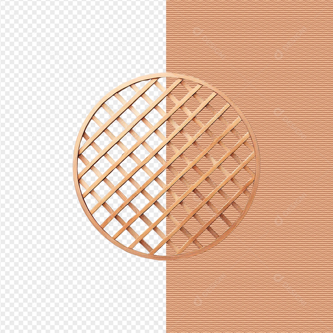 Elemento 3D Grade Circular De Madeira Para Composição PSD