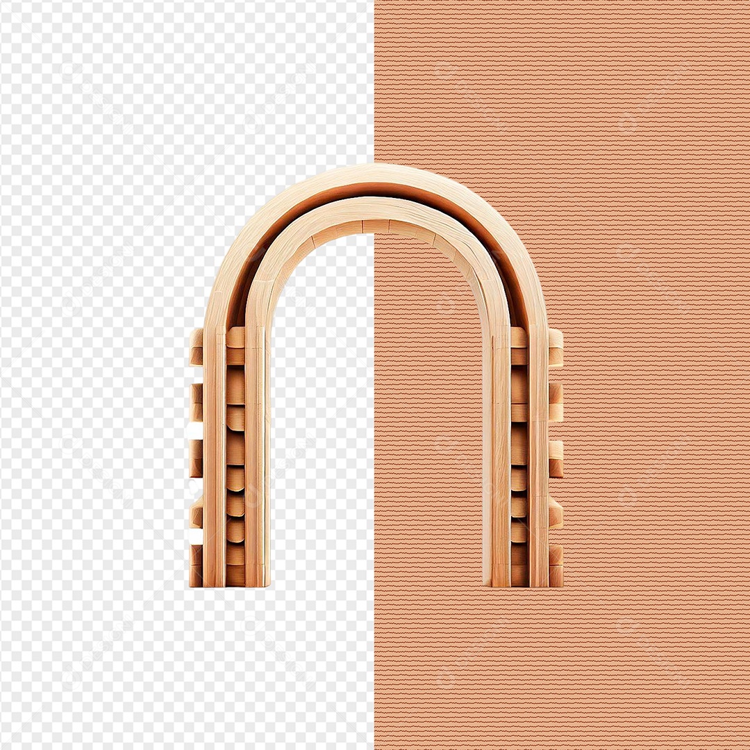 Portal De Madeira Detalhado Elemento 3D Para Composição PSD