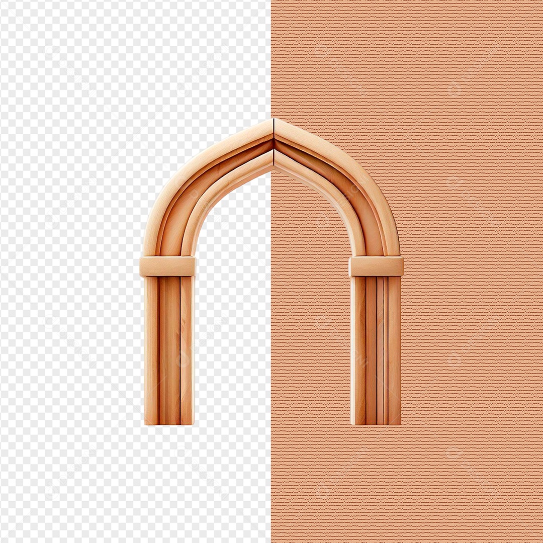 Elemento 3D Portal De Madeira Detalhado Para Composição PSD