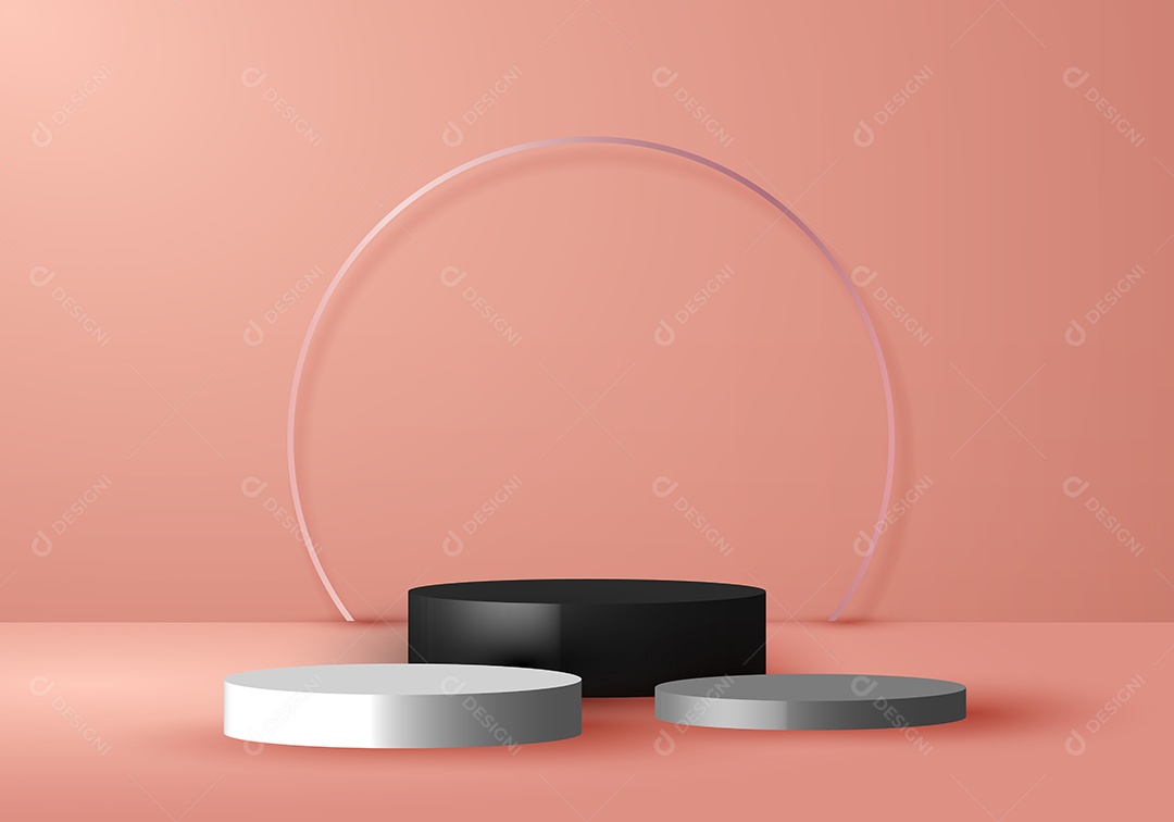 Cenário Na Cor Rosa Preto E Branco  Vetor EPS