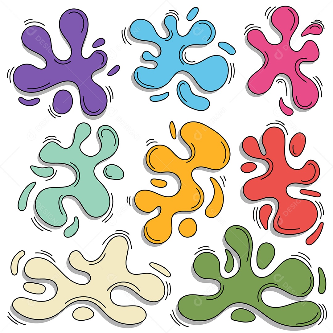 Conjunto de Respingos de Tinta Coloridas Desenho Vetor EPS